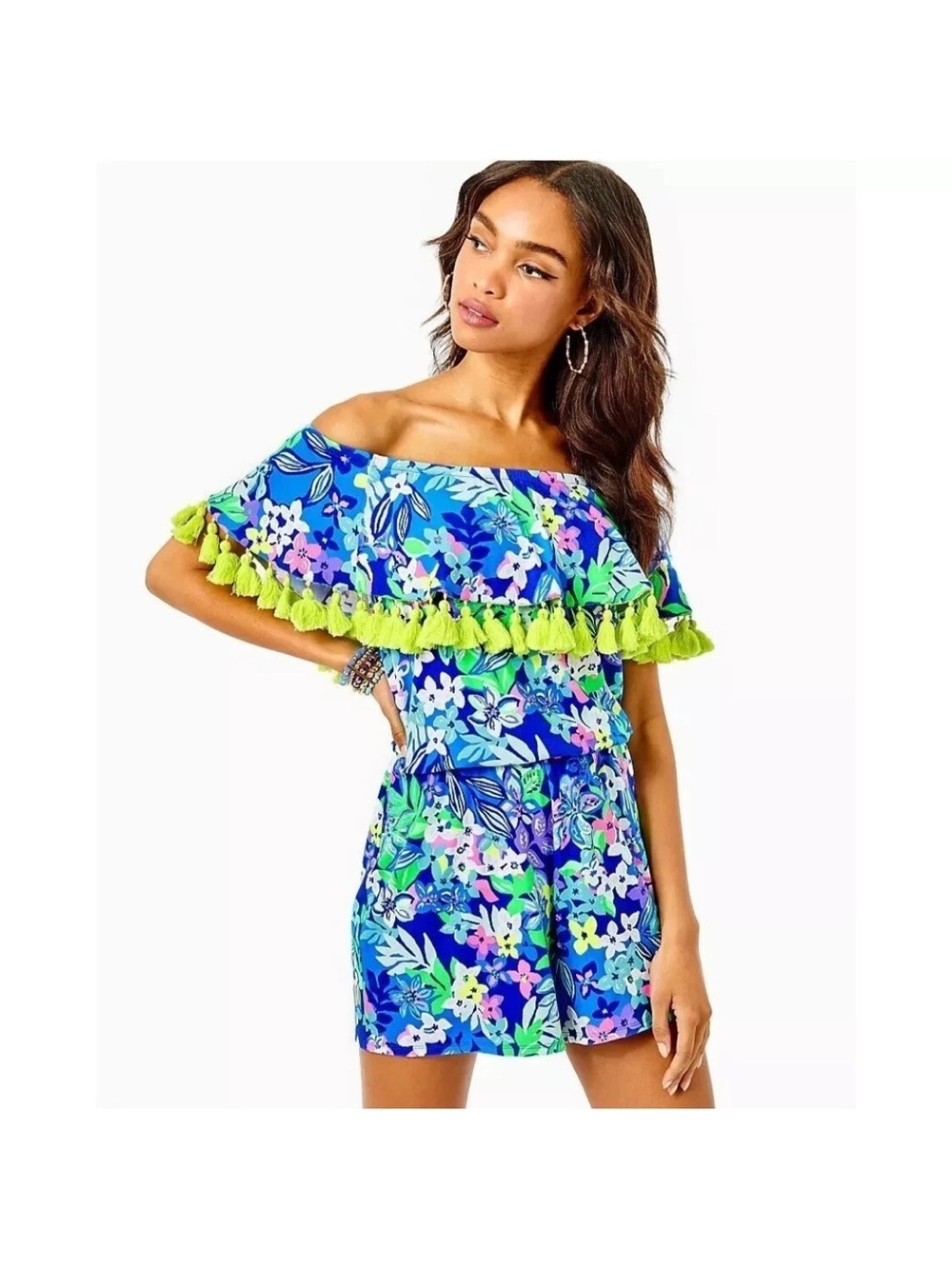 Lilly Pulitzer La Fortuna Romper in Borealis Blue Social Sunset Size medium